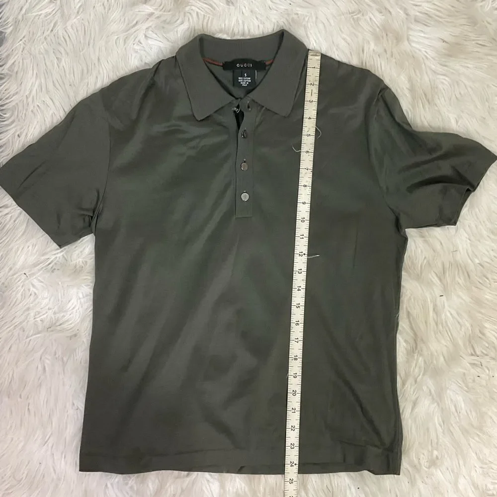 GUCCI Gray Short Sleeve Collared Cotton Polo Shirt S